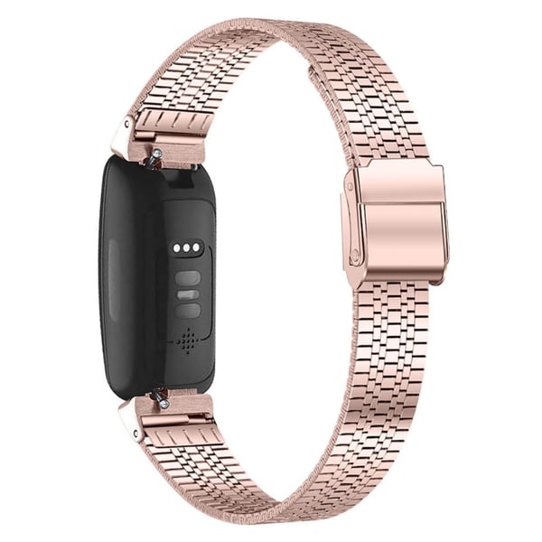 Fitbit Inspire 2 / Inspire 5 klokkerem i rustfritt stål med perler - Rosa Gull