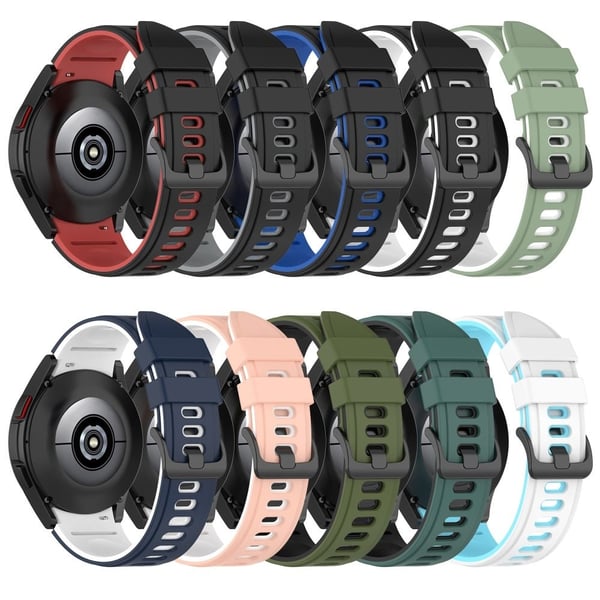 Silikonklokkerem i to farger til Samsung Galaxy Watch - Rød / Svart