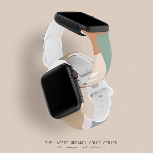 Apple Watch (45 mm) morandi klokkerem i silikon - Morandi Lysebrun / Sand / Grønn