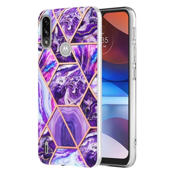 Marble Motorola Moto E7i Power / E7 Power Etui - Mørkelilla