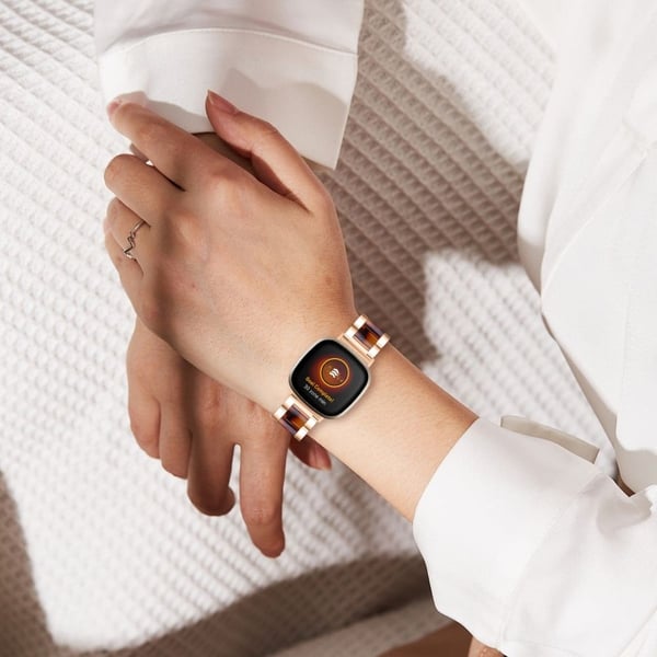 Fitbit Sense / Versa 3 harpiks i klokkerem i rustfritt stål - Rose Gull / Rose Gull