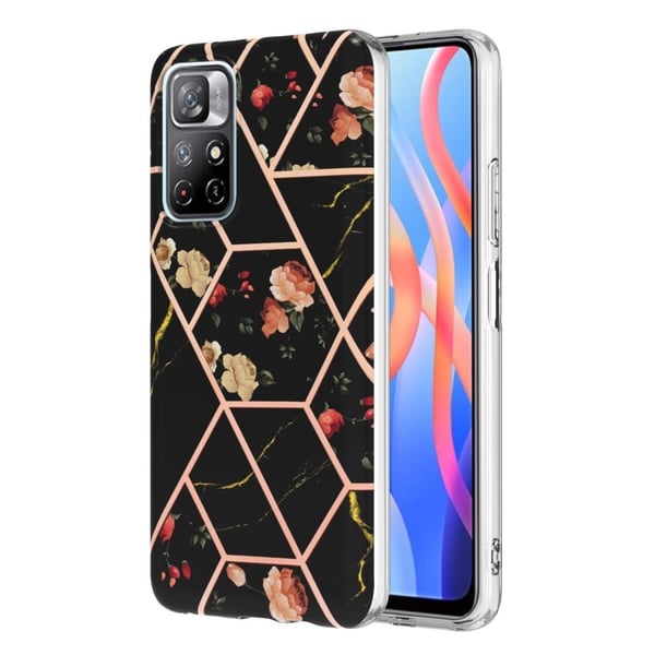 Marble Xiaomi Redmi Note 11T 5G Etui - Svarte Blomster