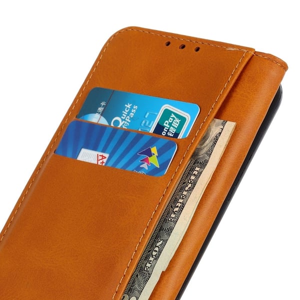 Lompakko-style Aitoa Nahkaa Läppäkotelo For Samsung Galaxy A03 - Ruskea