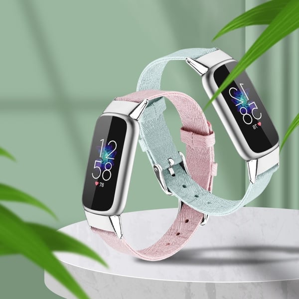 Fitbit Luxe klokkerem i lerretsstil - Innsjøblå / Størrelse: L