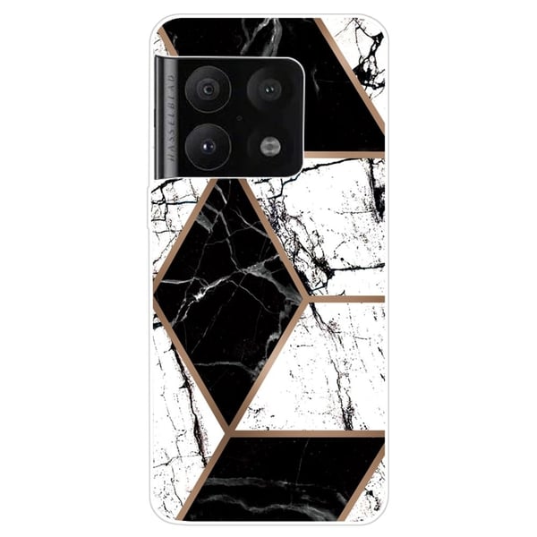 Marble OnePlus 10 Pro Etui - Svart og Hvit Klinkekule Form