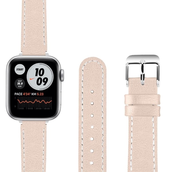 Apple Watch (45 mm) elegant klokkerem i ekte skinn - Aprikos