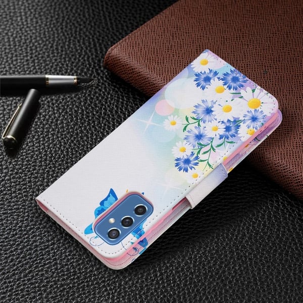 Wonderland Samsung Galaxy M52 5G Flippetui - Sommerfugl og Blomster