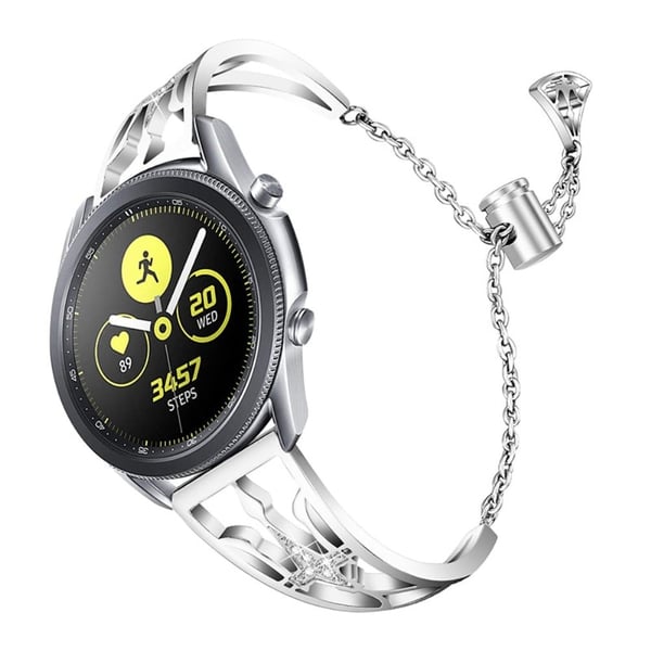 Samsung Galaxy Watch 3 (45 mm) / Watch (46 mm) klokkerem i rustfritt stål med rhinestone - Sølv