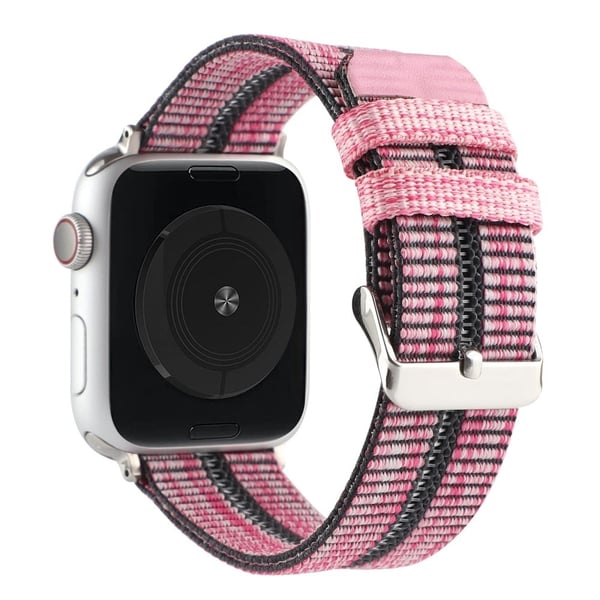 Apple Watch (45 mm) nylonklokkerem med striper - Rosa