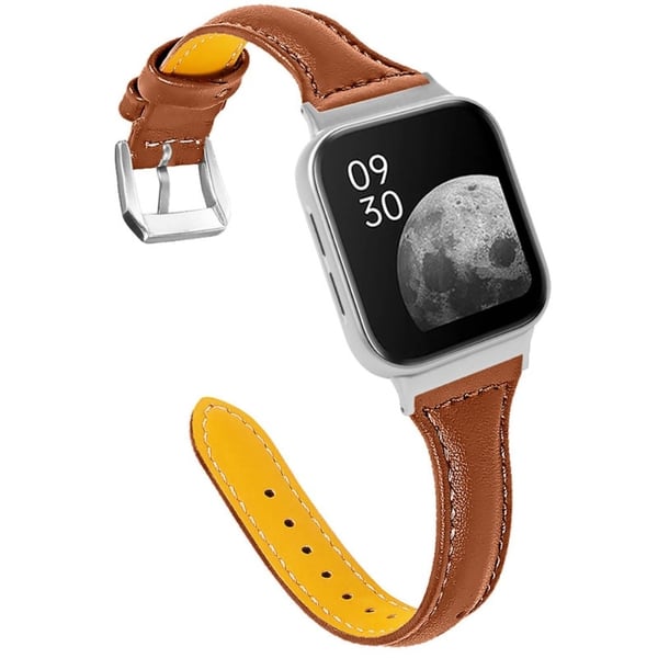 Oppo Watch (46 mm) klokkerem i ekte okseskinn med hurtigutløser - Brun