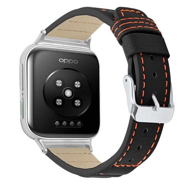 Oppo Watch (46 mm) klokkerem i ekte okseskinn - Svart