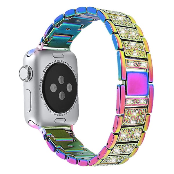 Apple Watch (45 mm) klokkerem i rustfritt stål med rhinestone-dekor - Flerfarget
