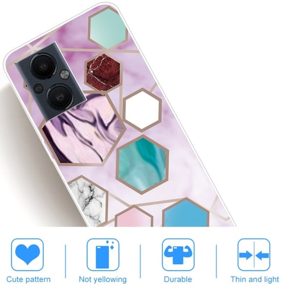 Marble OnePlus Nord N20 5G Etui - Sekskant Fragmenter i Lilla