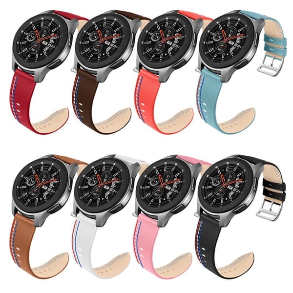 Samsung Galaxy Watch 3 (45mm) / Watch (46mm) urrem i ægte læder med syninger - Chokolade
