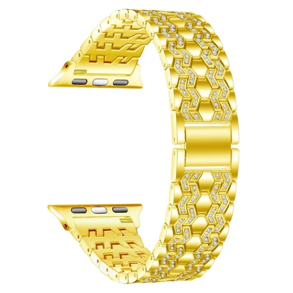 Apple Watch (45 mm) klokkerem med blingende rhinestone-dekor - Gull