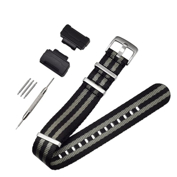 Casio G-SHOCK G-8900 / GA-110 / DW-5600 yksinkertainen nailon ranneke - Musta / Harmaa Raita