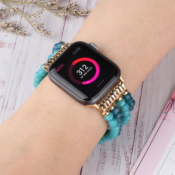 Apple Watch (45 mm) 4-raders klokkerem i blå krystall - Tofargede Striper