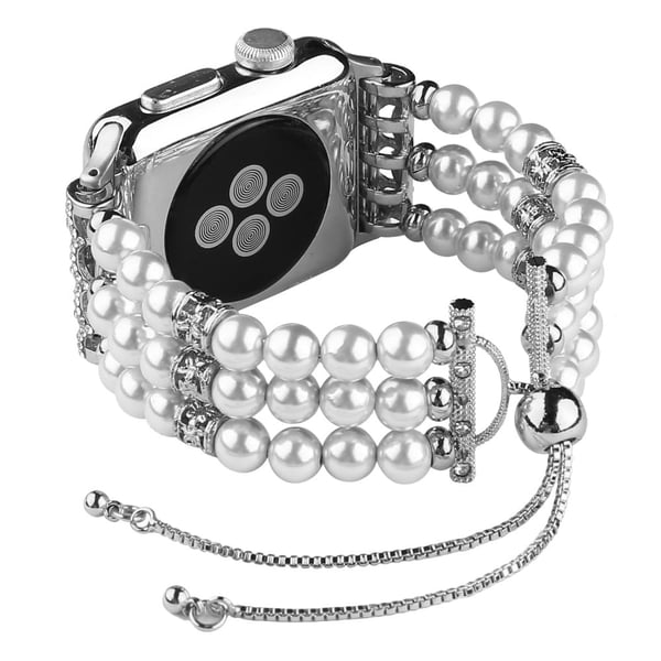 Apple Watch (41 mm) stilig agatperleklokkerem - Perle / Hvit