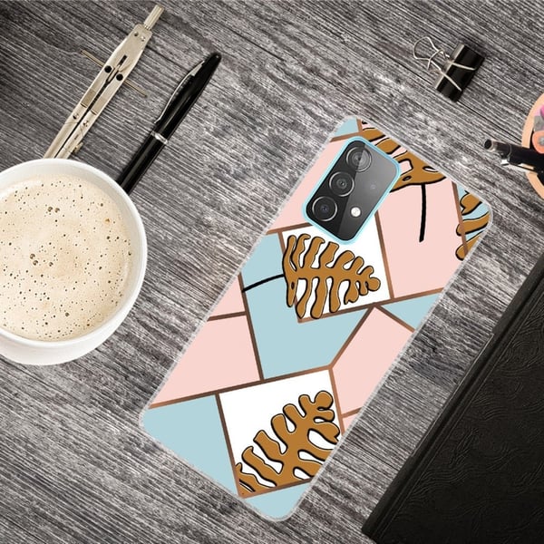 Marble Samsung Galaxy A33 5G Suojakotelo - Toon Leaves In Pink And Sininen