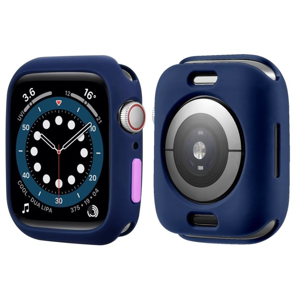 Apple Watch (45 mm) TPU-deksel med godterifarget knapp - Midnattsblå / Lilla