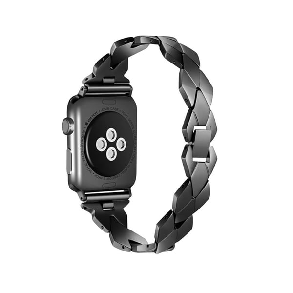 Apple Watch (45 mm) klokkerem i rustfritt stål med rombeformede lenker - Svart