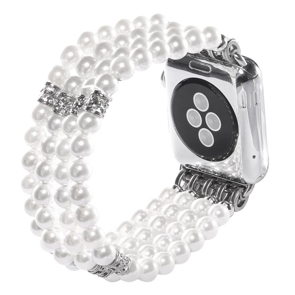 Apple Watch (45 mm) klokkerem med fire rader i perlestil - Hvit