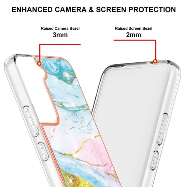 Marble Samsung Galaxy S22 Etui - Grønn og Gul Klinkekule Haze