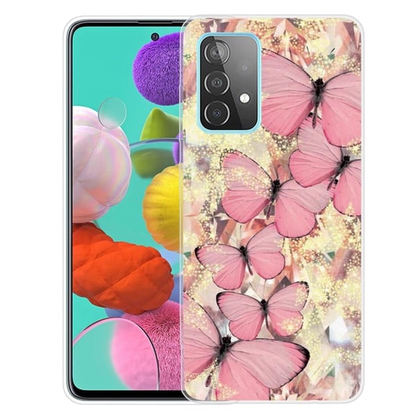 Deco Samsung Galaxy A73 Etui - Rosa Sommerfugler