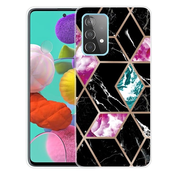 Deco Samsung Galaxy A73 Etui - Tile Of Black / Cyan / Rose