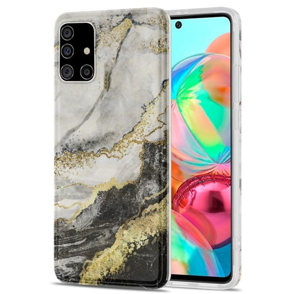 Marble Samsung Galaxy A71 5G Etui - Svart / Hvit