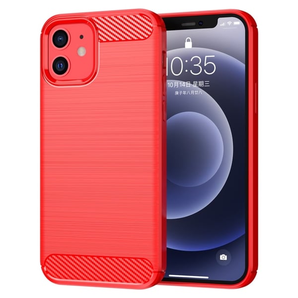Carbon Flex Etui iPhone 12 / 12 Pro - Rød