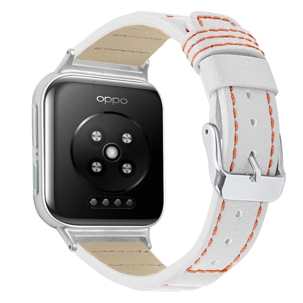 Oppo Watch (46 mm) klokkerem i ekte okseskinn - Hvit