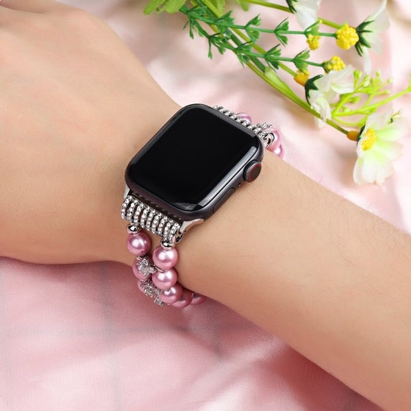 Apple Watch (41 mm) klokkerem i rhinestone perlestil - Rosa