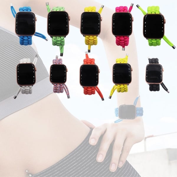 Apple Watch (45 mm) klokkerem i flettet nylon - Ungdomsgrønn
