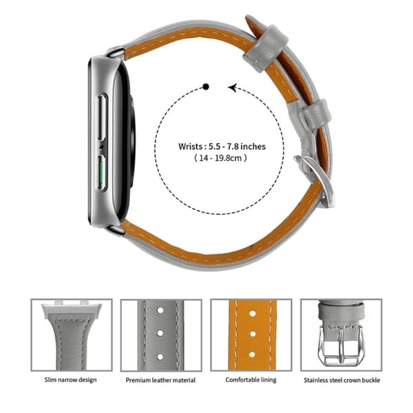Oppo Watch (41 mm) klokkerem i ekte okseskinn med hurtigutløser - Grå