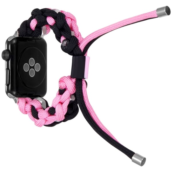 Apple Watch (45 mm) unik klokkerem i nylon - Svart / Rosa