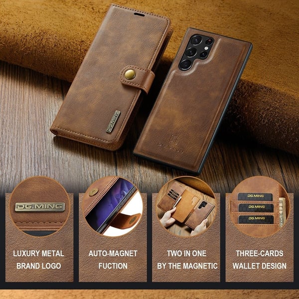 DG.Ming Samsung Galaxy S22 Ultra 2-in-1 Lommebok Etui - Brun