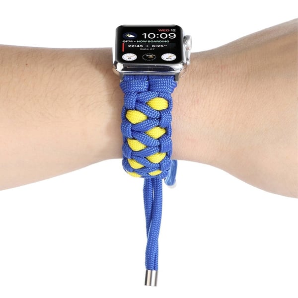 Apple Watch (45 mm) unikt klockarmband i nylon - Blå / Gul