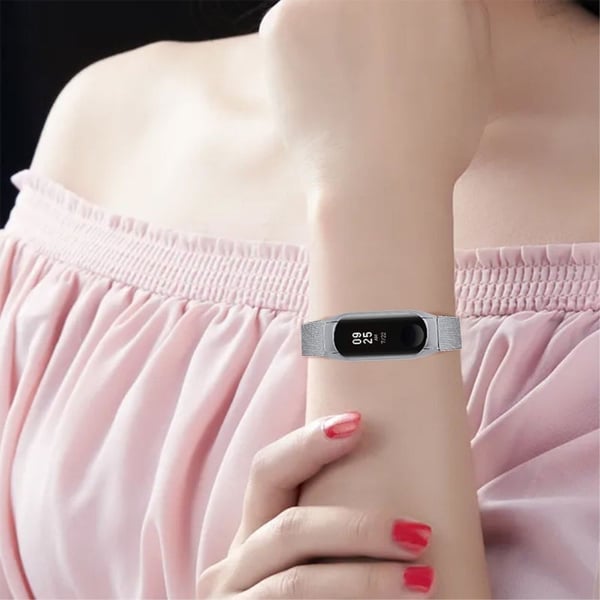 Xiaomi Mi Band 5 milanesisk klokkerem i rustfritt stål - Sølv Rosa