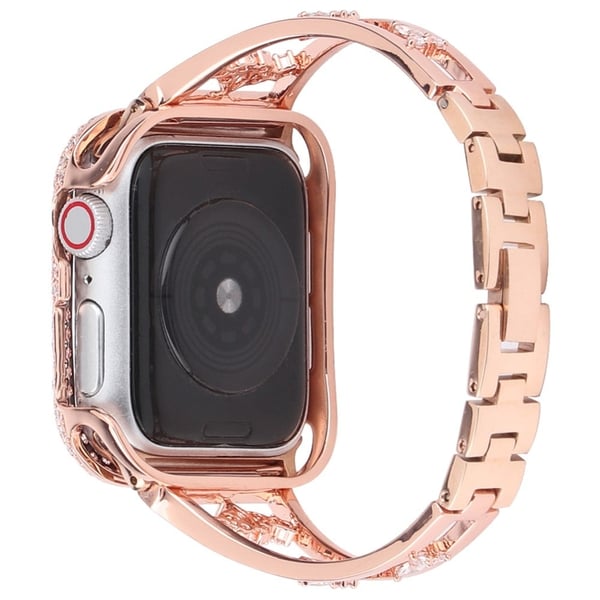 Apple Watch (45 mm) klokkerem i rustfritt stål med zirkondekor - Rose Gull
