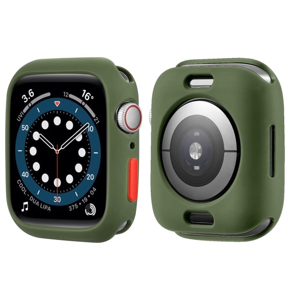 Apple Watch (45 mm) TPU-deksel med godterifarget knapp - Militærgrønn / Rød