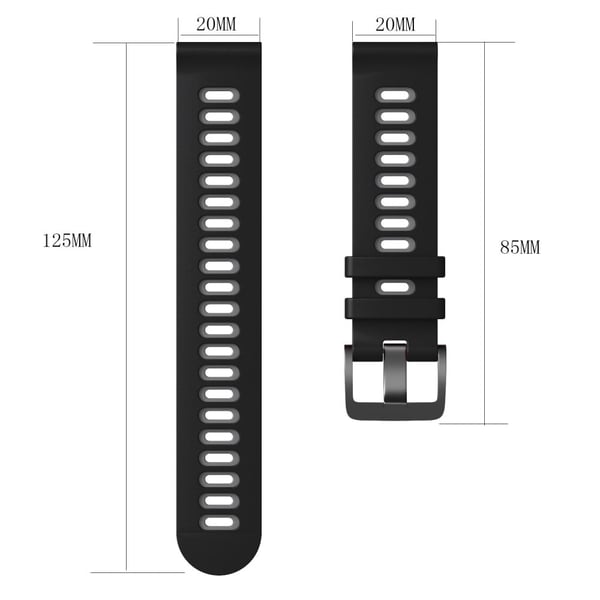 20 mm universel tofarvet silikone-urrem - Rød / Sort