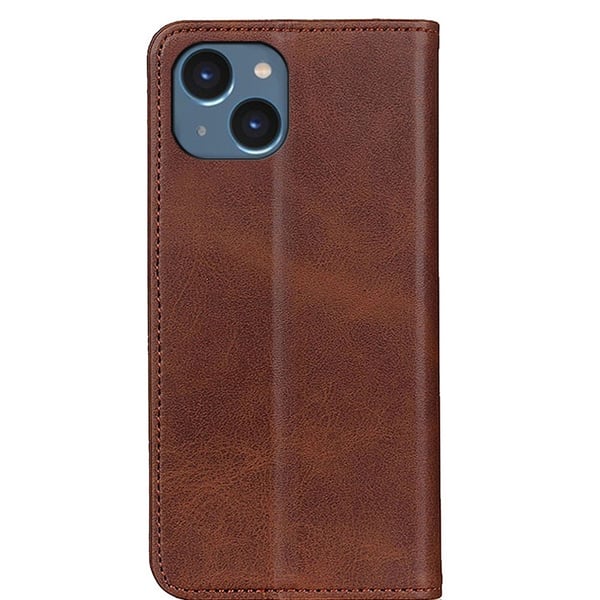 iPhone 14 lompakkokotelo, aitoa nahkaa - Kahvi