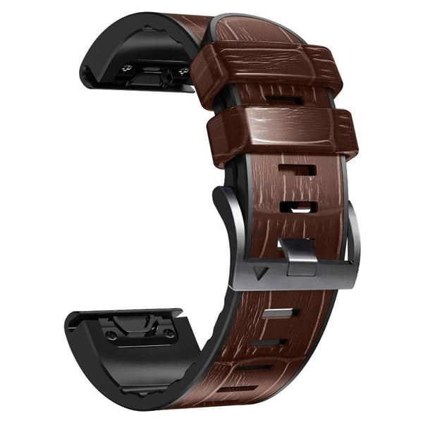 22 mm klokkerem i skinn med krokodillestruktur for Garmin-klokke - Kaffe