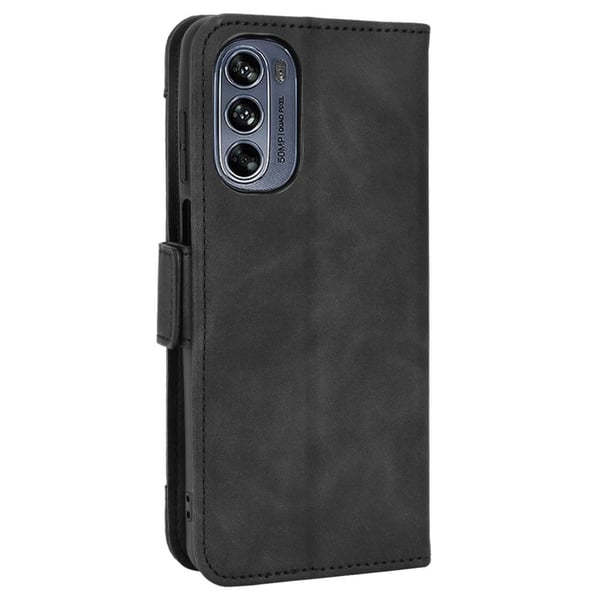 Stilfuldt Læder Etui med Pung til Motorola Moto G62 5g - Sort
