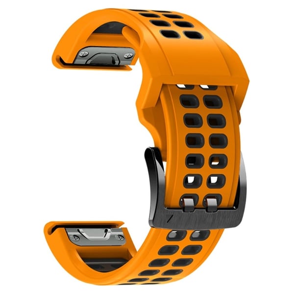 Garmin Fenix 7 / 6 / 5 silikone urrem - Orange / Sort