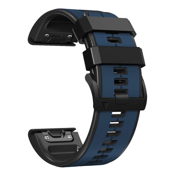 26mm kaksivärinen silikoninen kellohihna Garmin ja Coros kellolle - Tummansininen / Musta