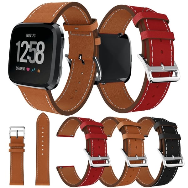 Fitbit Versa Klokkereim laget av ekte lær, 23 mm - Svart