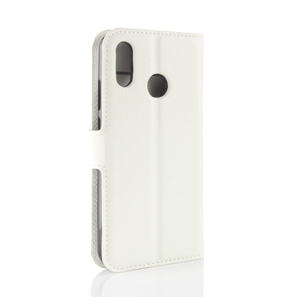 Huawei P30 Lite Litchi Tekstur Skinnetui Med Deksel - Hvit