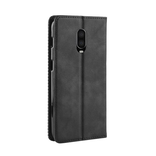 Oneplus 6t Vintage Skinn Lommeboketui - Svart
